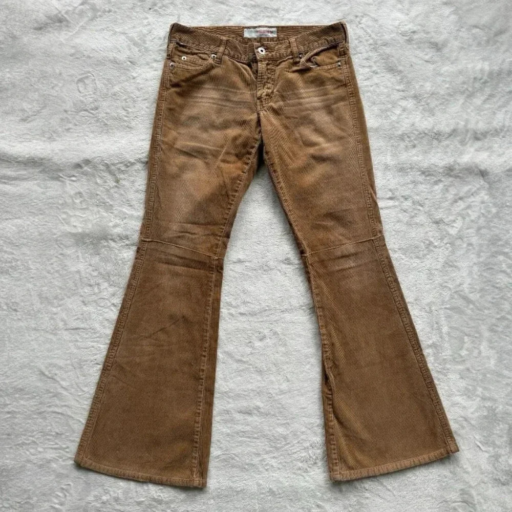 Vintage 90s 2000s Hollister Co. Brown low rise flare corduroy pants